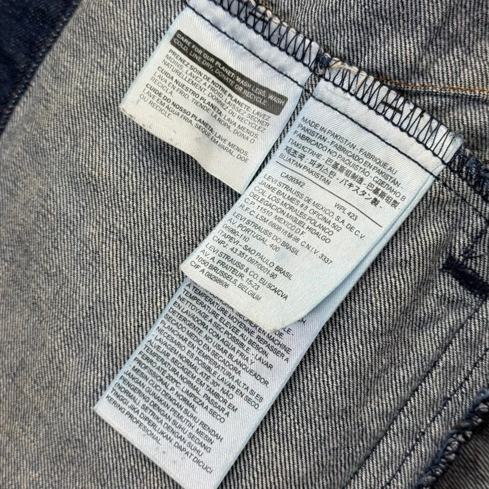 Levi‎ Strauss & Co Mens Dark Wash Denim Trucker Jacket Blue Cotton Size Large